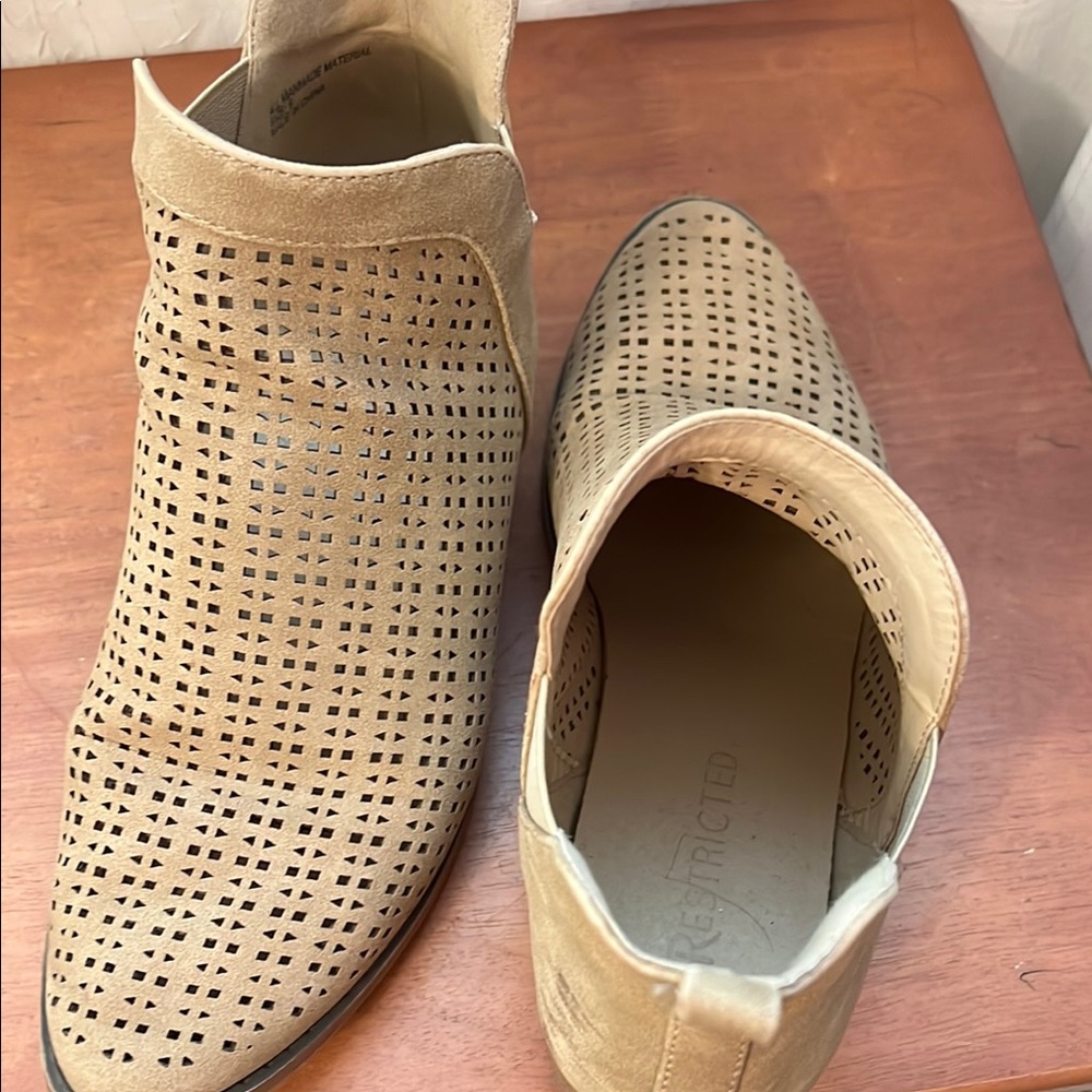Restricted Beige Perforated Ankle Boots